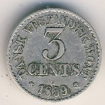 Датская Западная Индия, 3 цента (1859–1891 г.)