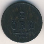 Швеция, 1/2 эре (1856–1858 г.)