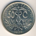 Bolivia, 50 centavos, 1939