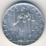 Vatican City, 5 lire, 1951–1958