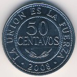 Bolivia, 50 centavos, 1987–2008