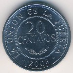 Bolivia, 20 centavos, 1987–2008